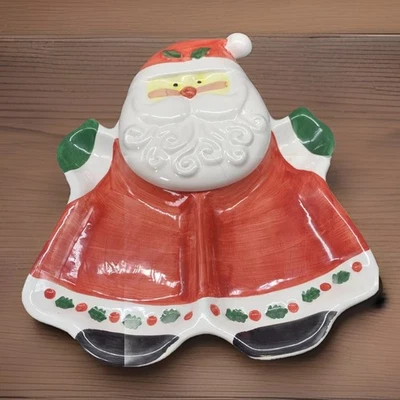 JSNY Ceramic Santa Chip & Dip Platter Hand Painted #3254 New Christmas Vintage - Image 1 of 4