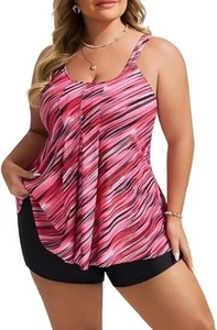 Hanna Nikole Tankini High Waist Flowy Tummy Control with Boy Shorts UK 20 - Picture 1 of 5