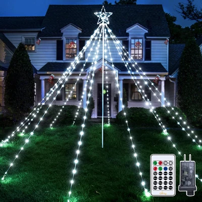 Christmas Lights Tree 340LED with Topper Star, IP67 Waterproof Remote Control Wa - Image 1 of 4