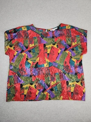 Blusa brillante colorida vintage años 90 para mujer talla grande 22W hombreras iridiscentes Foto 1 de 4