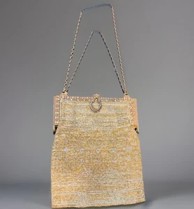 Cartera antigua de acero con micro cuentas, C1910 - Imagen 1 de 6