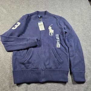Polo Ralph Lauren Sweater Youth Medium 10-12 Full Zip Big Pony Knit Jacket - Picture 1 of 6