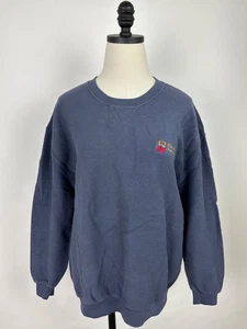 Lands End Terry Cloth Sweatshirt Womens Large Cornflower Blue Crewneck Math - Picture 1 of 14