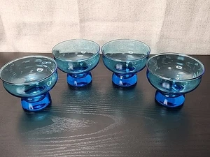 4 Vintage Anchor Hocking Tivoli Blue Sherbet Glasses / Bowls 7 Ounce - Picture 1 of 4