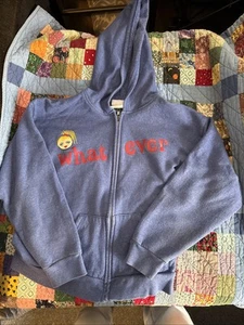 “Whatever” Hanes Girls Zip Front Hooded Sweatshirt Size 10/12 - Picture 1 of 6