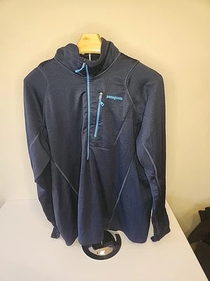 PATAGONIA R1 Regulador 1/2 Cremallera Polartec Polar Capa Cruzada Para Hombres Talla Grande Azul Foto 1 de 4