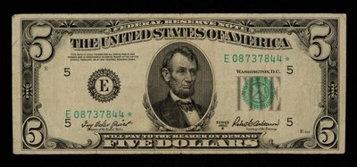 FR 1963-E* US$ 5 1950 B Nota da Reserva Federal EUA - Nota Estrela - SKU-CA1280 - Imagem 1 de 2