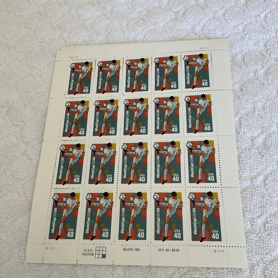 U.S.-(-1990’s-)-WORLD CUP USA’94—40c.-FULL SHEET -MNH - Image 1 of 1