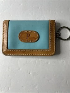 Cartera ID Jon Hart Azul Océano y Tostado con Llavero y Monograma "P" - Imagen 1 de 6