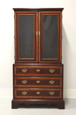 DREXEL 18th Century Collection Banded Mahogany Curio / Display Cabinet - A Cover
