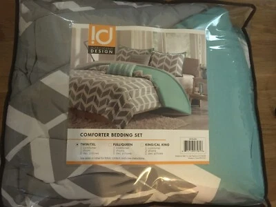 NEW Nadia REVERSIBLE Comforter Set Twin/Twin XL TEAL/GREY COMFORTER SHAM PILLOWS - Image 1 of 4