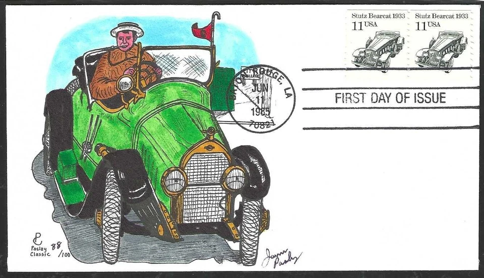 1985 STUTZ BEARCAT FDC - HAND PAINTED by PASLAY - Image 1 of 1