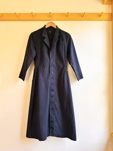 Y's by Yohji Yamamoto Vintage Azul Marino Algodón Sarga Trench Vestido de Día Japón 1 EE. UU. 4 - Imagen 1 de 4