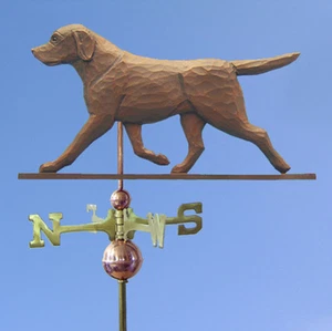 Chocolate Labrador Retriever Tallada a Mano Pintada a Mano Madera Baja Perro Weathervane - Imagen 1 de 1