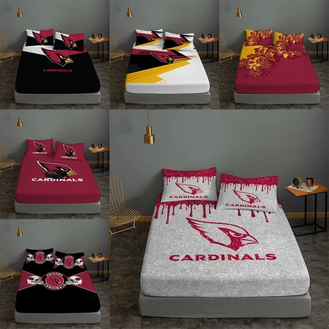 Arizona Cardinals Deep Pocket Fitted Sheet Snug-Fit Crisp Bed Sheet Pillowcases Cover