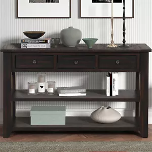 48'' Console Table Sofa Side Table with 3 Storage Drawers and 2 Shelves Entryway - Picture 1 of 62