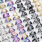 Bulk Lots 50 Colorful Cut Snake Shape Stainless Steel Rings Women Men Accessory