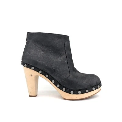 Botines Cynthia Vincent de cuero negro con cremallera trasera con zueco para mujer 10 Foto 1 de 4