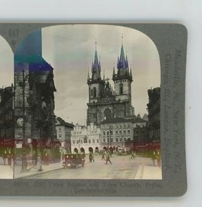 Old Town Square & Teyn Church Praha Czechoslovakia Keystone Stereoview - Picture 1 of 3