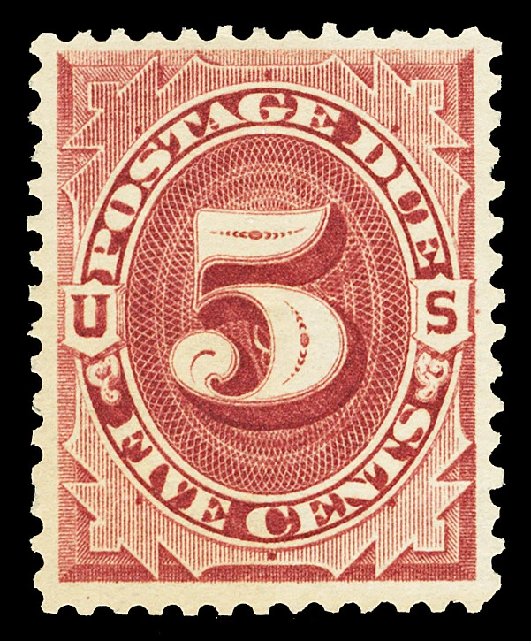 Scott J25 1891 5c Bright Claret Postage Due Issue Mint VF OG LH Cat $100 - Image 1 of 1