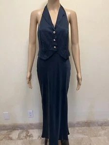 Rixo Estella Satin Silk Waistcoat Midi-Dress Size S - Picture 1 of 10