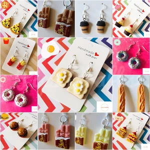 New Fun Food Earrings, Handmade - Pierced Ears, Quirky Party Jewellery, Retro