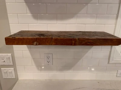 回收 36 英寸 x 10 英寸 x 2 英寸复古白色松木易于安装浮架 — 第 1/4 张图片