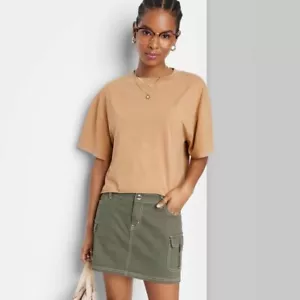 Wild Fable Short Sleeve Relaxed Fit Cropped T-Shirt Womens X-Large Brown - Picture 1 of 11