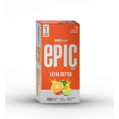 Condones premium extra punteados Manforce Epic Passion (10 unidades), naranja Foto 1 de 2