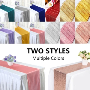 12" x 108" Sequin Satin Table Runner For Christmas Wedding Party Banquet Decor - Picture 1 of 101