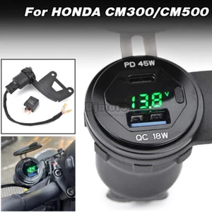 Connettore spina ausiliaria USB doppio caricatore rapido CMX300/500 per HONDA Rebel - Foto 1 di 14
