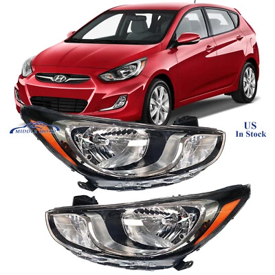 Chrome Housing Halogen Headlights Headlamps For Hyundai Accent 2012 2013 2014 - Image 1 of 4