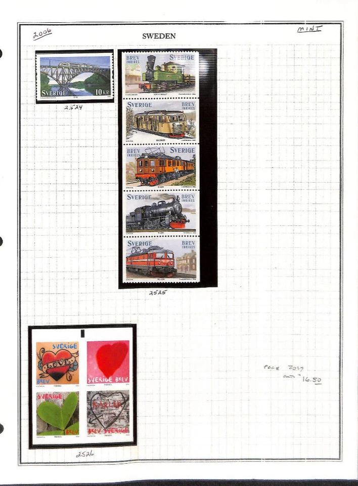 Sweden, Postage Stamp, #2524-2526 Mint NH, 2005 Bridge, Trains, Greetings - Image 1 of 1