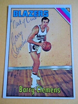 Barry Clemens - 1975-76 Topps Autographed Basketball card # 22 - Blazers - F - Image 1 of 2