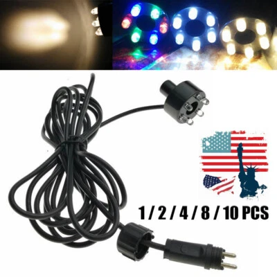 Anillo de luz submarina 6 LED 1/2/4/8/10 PIEZAS para fuente estanque jardín sin adaptador de CA Foto 1 de 4