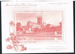 WERBUNG 1892 LOWELL'S STAHLPLATTENKALENDER - WORCESTER CATHEDRAL - Bild 1 von 1