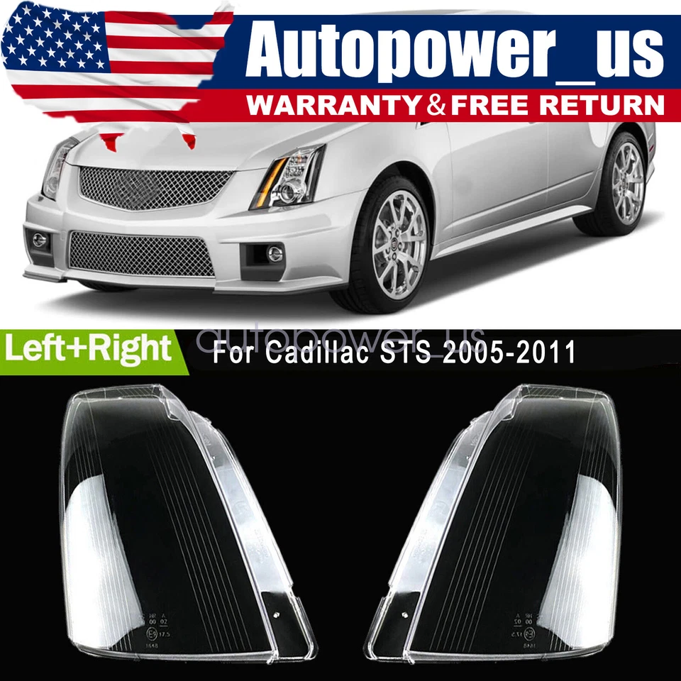 Cubierta de lámpara de lente de faro delantero + pegamento sellador izquierda + derecha para Cadillac STS 2005-2011 Foto 1 de 4