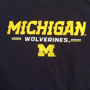 MICHIGAN T-Shirt dunkelblau, aufgenähte Applikation Buchstaben, Vielfraße, Größe M, TOP - Bild 1 von 3