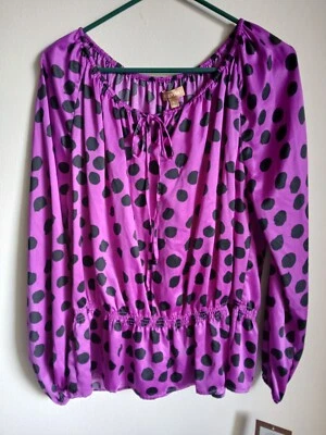 Blusa grande a lunares negra morada con cintura ajustada Ellen Tracy para mujer nueva con etiquetas  Foto 1 de 4