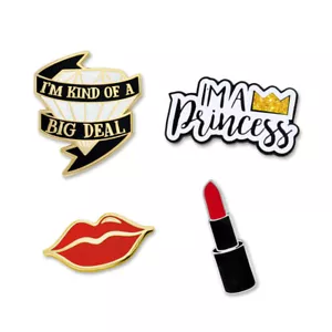 PinMart's Glam Lipstick Princess Big Deal Lips Enamel Lapel Pin Set - Imagen 1 de 6