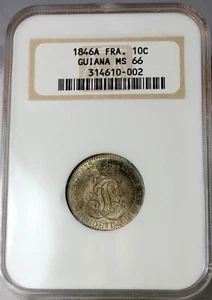 French Guinea - 1846A 10 centimes in NGC MS 66 - Picture 1 of 4