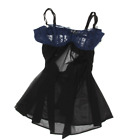 ADORE ME Sexy Lace Babydoll sz 38B Black Blue Back Tie Cosplay Pin-up NWT /046