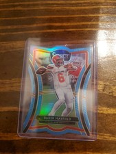 2019 Panini Select Premier Level Die-Cut Light Blue Prizm /99 Baker Mayfield