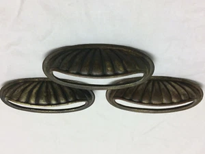 3 Vintage Drawer Pulls Brass Ornate Detailing 3 5/8" X 1 1/2" DIY Hardware - Picture 1 of 11