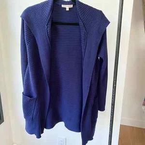 HONEY PUNCH Strickjacke dunkelblau gerippt mit Kapuze Gr. S - Bild 1 von 6