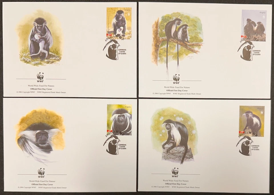 安哥拉 #1279a-d FDC 2004 世界野生动物基金会 4 张官方封面 *d — 第 1/1 张图片