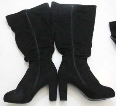 Женские сапоги на молнии на высоком каблуке Torrid черные высотой 10 коленей однотонные FRB37 - Изображение 1 из 4