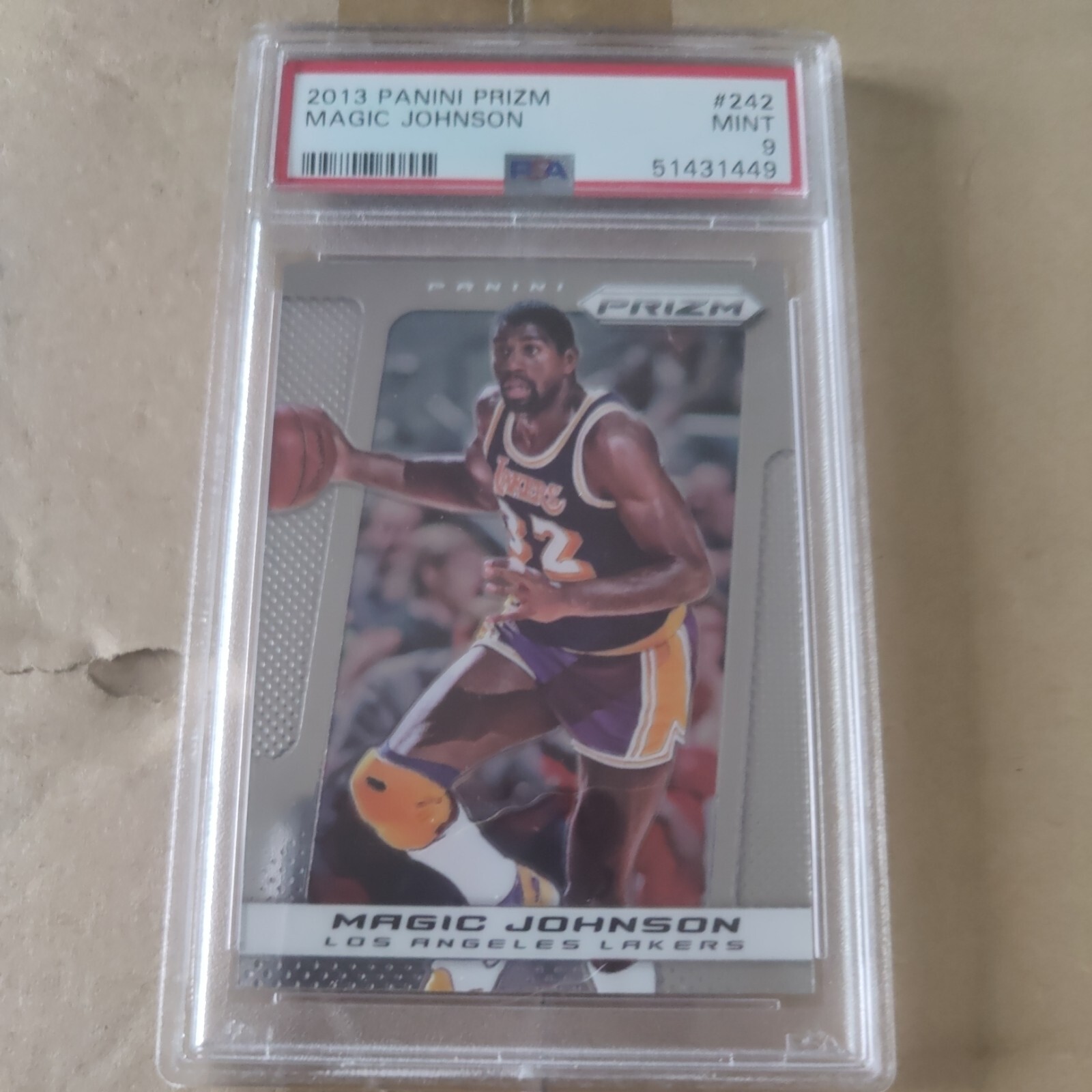 PSA 9 MINT 2013 PANINI PRIZM MAGIC JOHNSON #242 LAKERS 