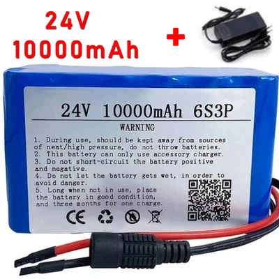 24V 10000mAh 6S3P Li-ion Rechargeable Battery BMS 2Lines+DC Plug + 25.2V Charger - image 1 of 4