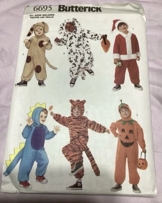 Butterick 6695 Childrens Costume Tiger, Santa, Sewing Pattern Uncut All Sizes - Image 1 of 4